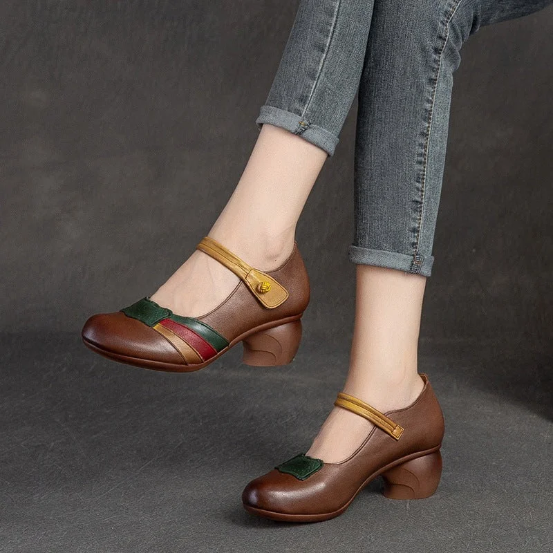 Women's lace - trimmed stiletto heel pumps with a scalloped edgeWomen Retro Color Matching Leather Pumps Women's lace - trimmed stiletto heel pumps with a scalloped edgeWomen Retro Color Matching Leather Pumps