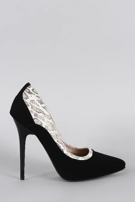 Women's charcoal gray stiletto heel pumps for a neutral yet stylish optionQupid Snake Print Pointy Toe Stiletto Pump Women's charcoal gray stiletto heel pumps for a neutral yet stylish optionQupid Snake Print Pointy Toe Stiletto Pump