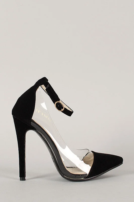 Women's holiday party stiletto heel pumps with a festive touchVelvet Pointy Toe Ankle Strap Pump Women's holiday party stiletto heel pumps with a festive touchVelvet Pointy Toe Ankle Strap Pump