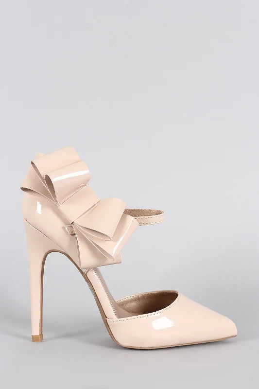 Women's ruffled stiletto heel pumps for a romantic styleQupid Lush Bow Mary Jane Dorsay Pump Women's ruffled stiletto heel pumps for a romantic styleQupid Lush Bow Mary Jane Dorsay Pump