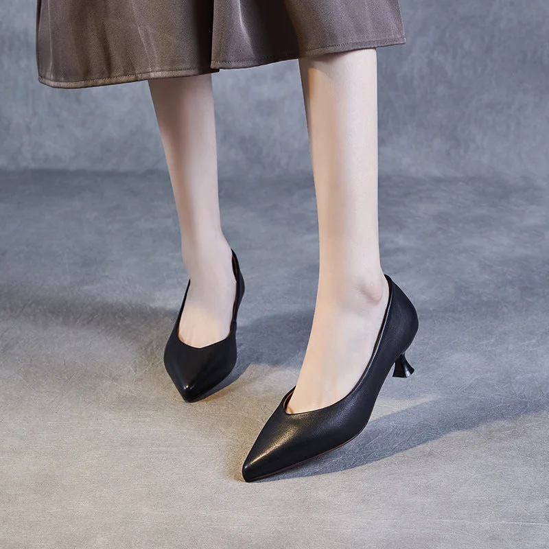 Women's shock - absorbing stiletto heel pumps for all - day wearWomen Minimalist Solid Leather Pumps Dress Shoes Women's shock - absorbing stiletto heel pumps for all - day wearWomen Minimalist Solid Leather Pumps Dress Shoes