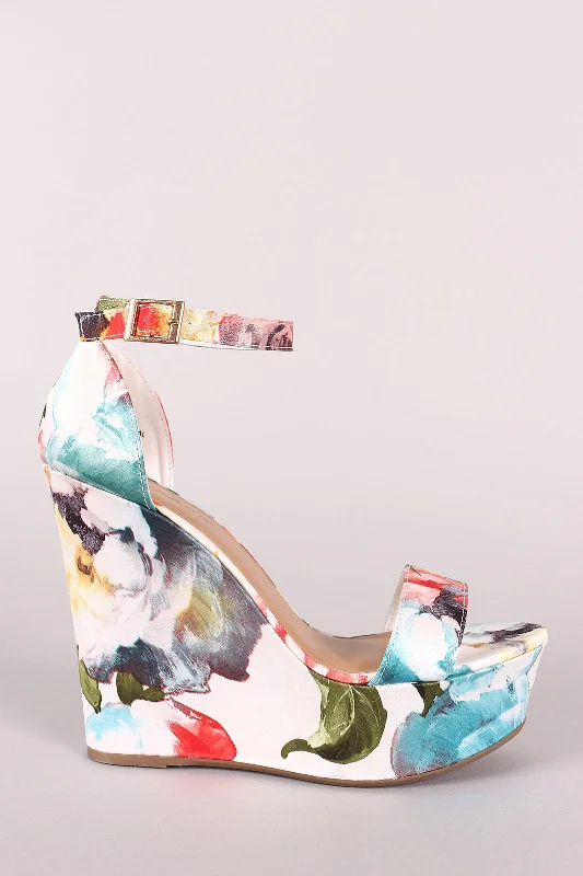 Women's satin - lined stiletto heel pumps for extra comfortBamboo Floral Print Ankle Strap Platform Wedge Women's satin - lined stiletto heel pumps for extra comfortBamboo Floral Print Ankle Strap Platform Wedge