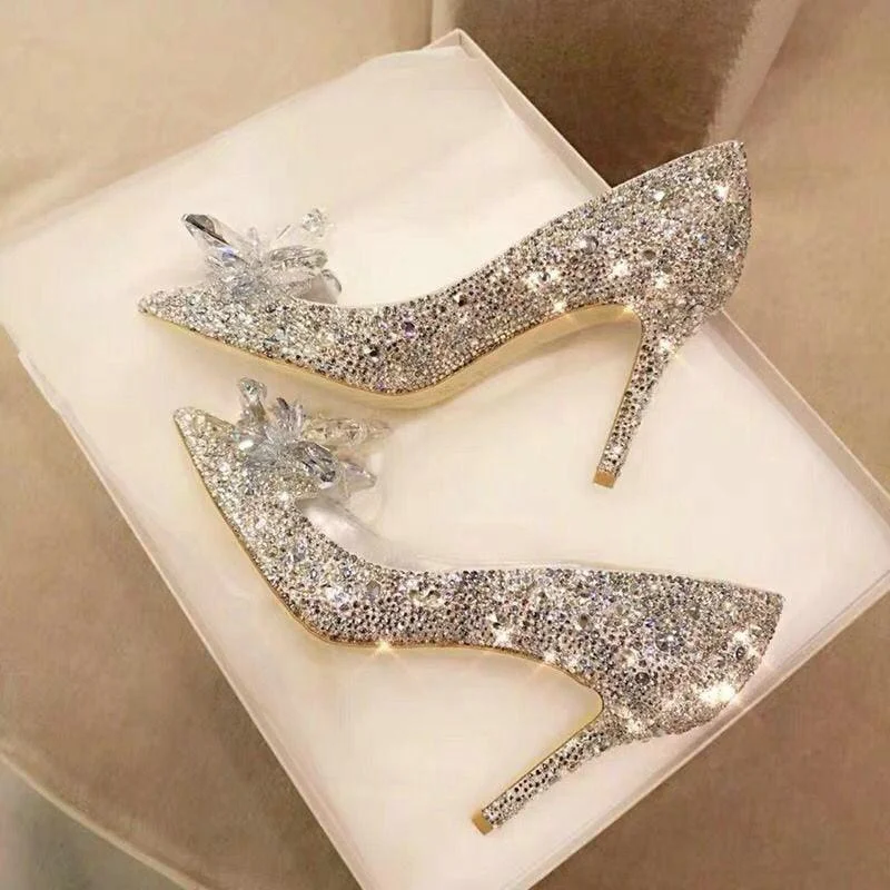 Women's pointed - toe slingback stiletto heel pumps in a peep - toe designGoldish Crystal Heels Pumps Shoes Women's pointed - toe slingback stiletto heel pumps in a peep - toe designGoldish Crystal Heels Pumps Shoes