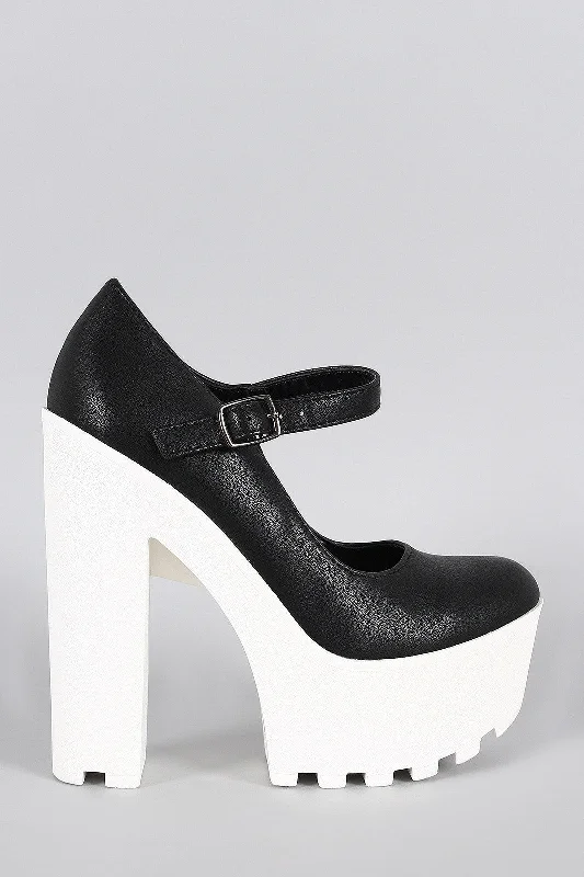 Women's teal stiletto heel pumps for a unique and modern lookSoda Mary Jane Two Tone Lug Sole Platform Pump Women's teal stiletto heel pumps for a unique and modern lookSoda Mary Jane Two Tone Lug Sole Platform Pump