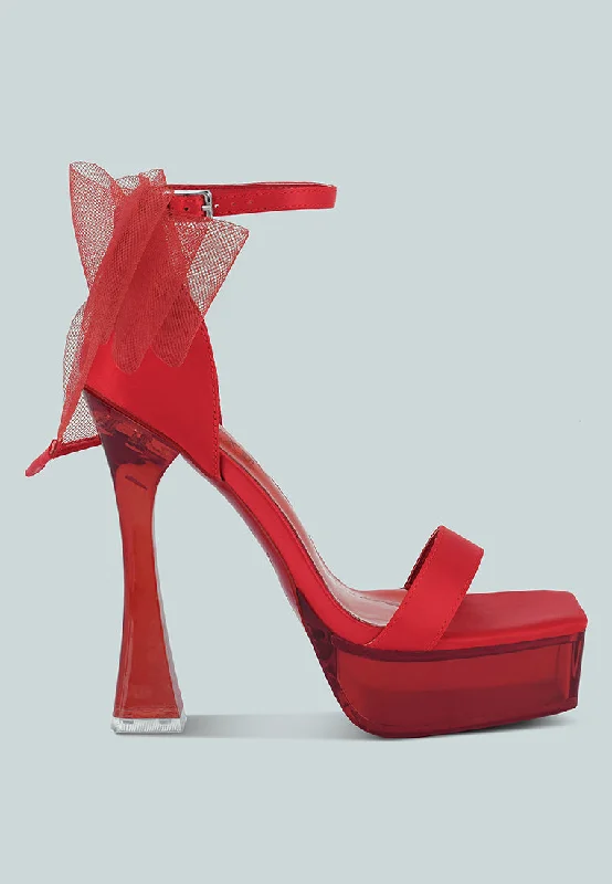 Women's non - slip stiletto heel pumps for safety on slippery floorskiri satin clear high heeled bow sandals