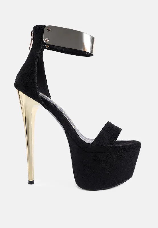 Women's prom stiletto heel pumps in a shimmery fabriccosmo girl metal band high heeled sandals Women's prom stiletto heel pumps in a shimmery fabriccosmo girl metal band high heeled sandals