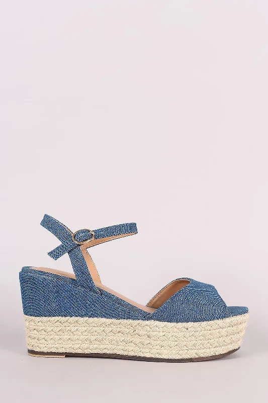 Women's stretchy stiletto heel pumps for easy on and offBamboo Denim Ankle Strap Espadrille Platform Wedge Women's stretchy stiletto heel pumps for easy on and offBamboo Denim Ankle Strap Espadrille Platform Wedge