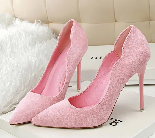 Women's non - slip stiletto heel pumps for safety on slippery floorsWomen Pumps Casual High Heels Pointed Toe Ladies Shoes Flock Fashion Women Shoes Heels Hight 10.5cm Women's non - slip stiletto heel pumps for safety on slippery floorsWomen Pumps Casual High Heels Pointed Toe Ladies Shoes Flock Fashion Women Shoes Heels Hight 10.5cm