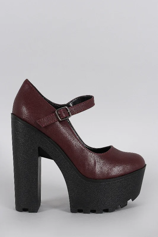 Women's forest green stiletto heel pumps for a nature - inspired lookSoda Mary Jane Contrast Lug Sole Platform Pump Women's forest green stiletto heel pumps for a nature - inspired lookSoda Mary Jane Contrast Lug Sole Platform Pump