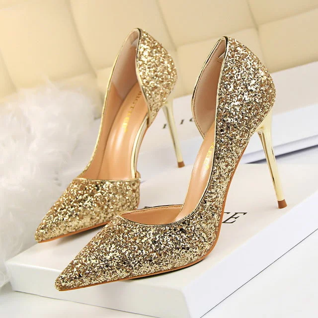 Women's red - carpet stiletto heel pumps for a glamorous eventWomen Pumps Wedding Shoes Bling Sexy High Heels Women Shoes Gold Fashion Glitter Ladies Shoes Women's red - carpet stiletto heel pumps for a glamorous eventWomen Pumps Wedding Shoes Bling Sexy High Heels Women Shoes Gold Fashion Glitter Ladies Shoes