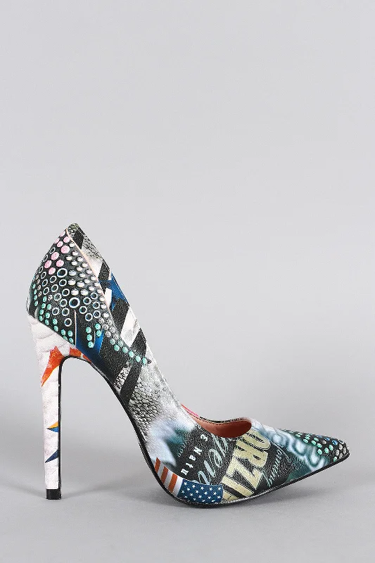 Women's stretchy stiletto heel pumps for easy on and offShoe Republic LA Mix Print Pointy Toe Stiletto Pump Women's stretchy stiletto heel pumps for easy on and offShoe Republic LA Mix Print Pointy Toe Stiletto Pump