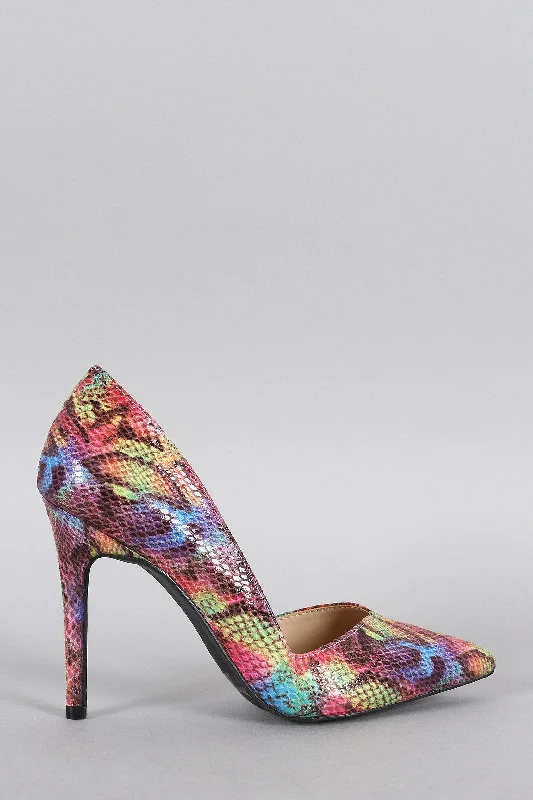 Women's tassel - adorned stiletto heel pumps for a bohemian touchWild Diva Lounge Multicolor Snake Dorsay Pump Women's tassel - adorned stiletto heel pumps for a bohemian touchWild Diva Lounge Multicolor Snake Dorsay Pump