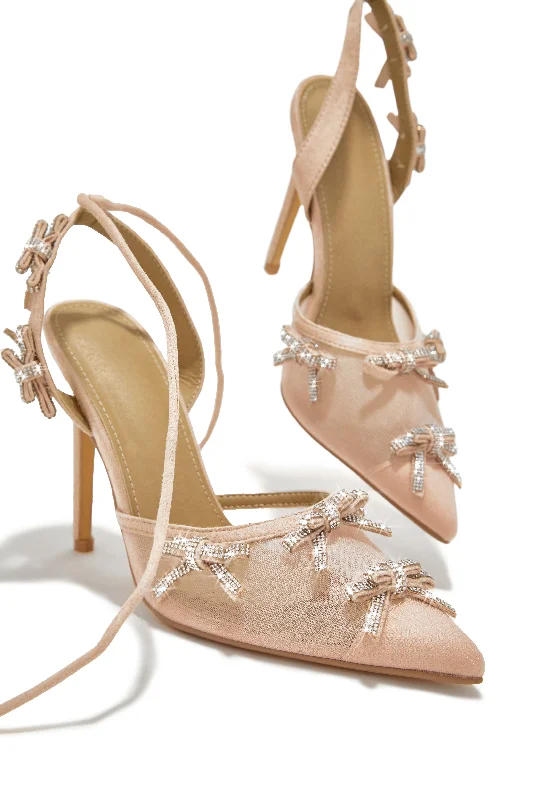 Women's brocade stiletto heel pumps with a vintage feelSpecial Weekend Lace Up Pump Heels - Nude Women's brocade stiletto heel pumps with a vintage feelSpecial Weekend Lace Up Pump Heels - Nude