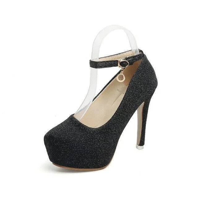 Women's holiday party stiletto heel pumps with a festive touchPlatform Strap Heels Pumps Shoes Women's holiday party stiletto heel pumps with a festive touchPlatform Strap Heels Pumps Shoes