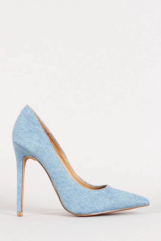 Women's cork - sole stiletto heel pumps for a natural touchShoe Republic Religion Denim Pointy Toe Pump Women's cork - sole stiletto heel pumps for a natural touchShoe Republic Religion Denim Pointy Toe Pump