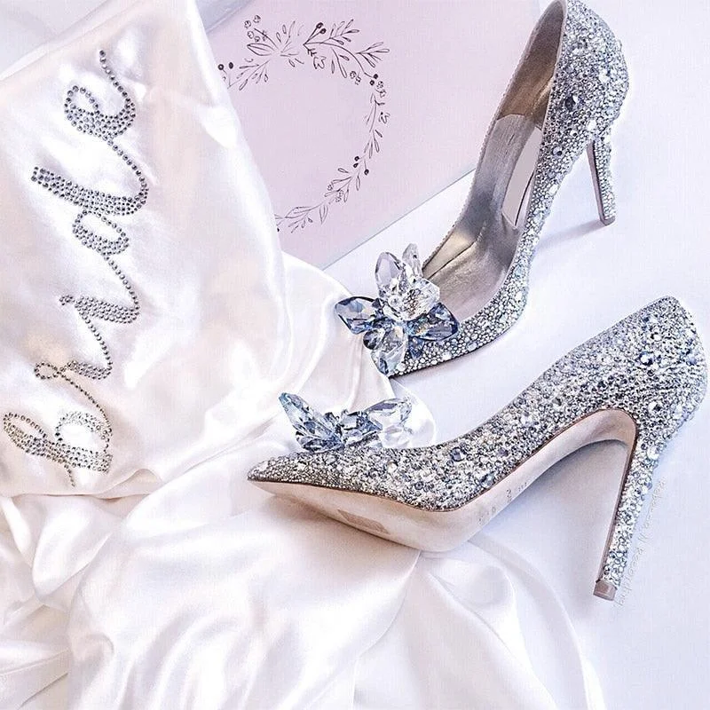 Women's tassel - adorned stiletto heel pumps for a bohemian touchCrystal Rhinestone Wedding Pumps Shoes