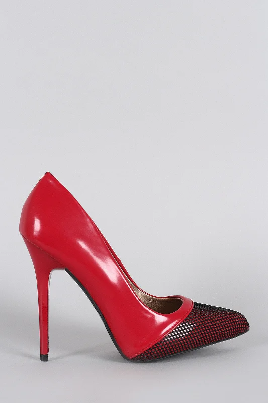 Women's holiday party stiletto heel pumps with a festive touchQupid Fire Hot Mesh Pointy Toe Pump Women's holiday party stiletto heel pumps with a festive touchQupid Fire Hot Mesh Pointy Toe Pump