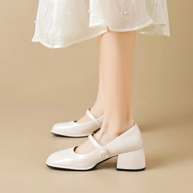 Women's patent leather stiletto heel pumps with a high - shine finishWomen Fashion Glossy Leather Chunky Pumps Women's patent leather stiletto heel pumps with a high - shine finishWomen Fashion Glossy Leather Chunky Pumps