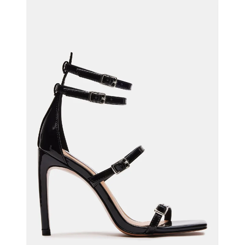 Women's lace - trimmed stiletto heel pumps with a scalloped edgeSenna Black Patent