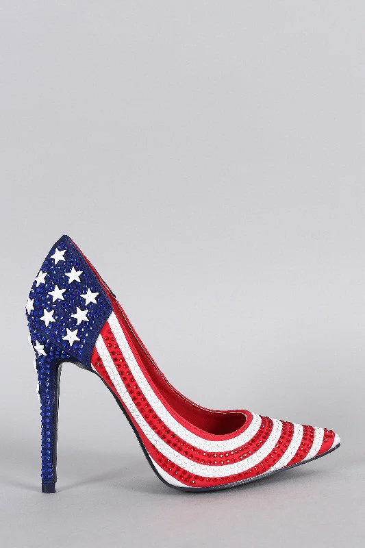 Women's mesh - paneled stiletto heel pumps for breathabilityShoe Republic Patriotic Pump Women's mesh - paneled stiletto heel pumps for breathabilityShoe Republic Patriotic Pump