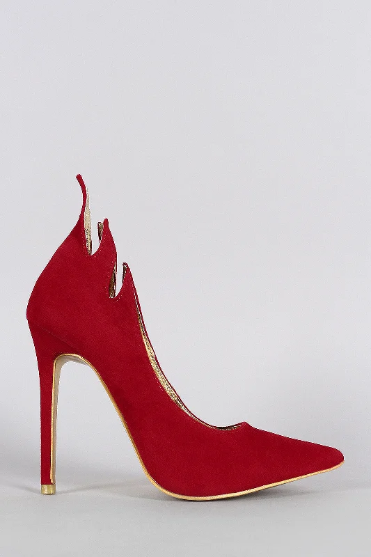 Women's cocktail party stiletto heel pumps with a unique patternShoe Republic Suede Flame Pointy Toe Pump Women's cocktail party stiletto heel pumps with a unique patternShoe Republic Suede Flame Pointy Toe Pump