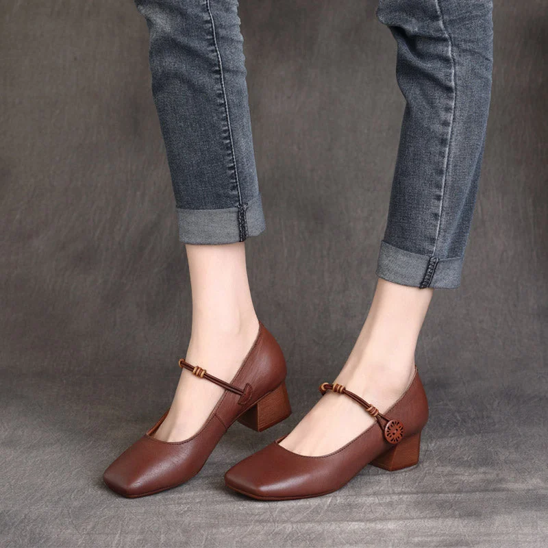 Women's satin - lined stiletto heel pumps for extra comfortWomen Solid Leather Square Head Pumps Women's satin - lined stiletto heel pumps for extra comfortWomen Solid Leather Square Head Pumps
