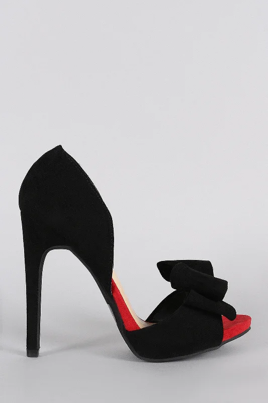 Women's platform stiletto heel pumps with a chunky soleWild Diva Lounge Lush Bow Dorsay Pump Women's platform stiletto heel pumps with a chunky soleWild Diva Lounge Lush Bow Dorsay Pump