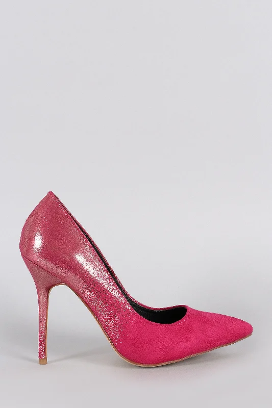 Women's satin - lined stiletto heel pumps for extra comfortShimmery Metallic Suede Pointy Toe Pump Women's satin - lined stiletto heel pumps for extra comfortShimmery Metallic Suede Pointy Toe Pump