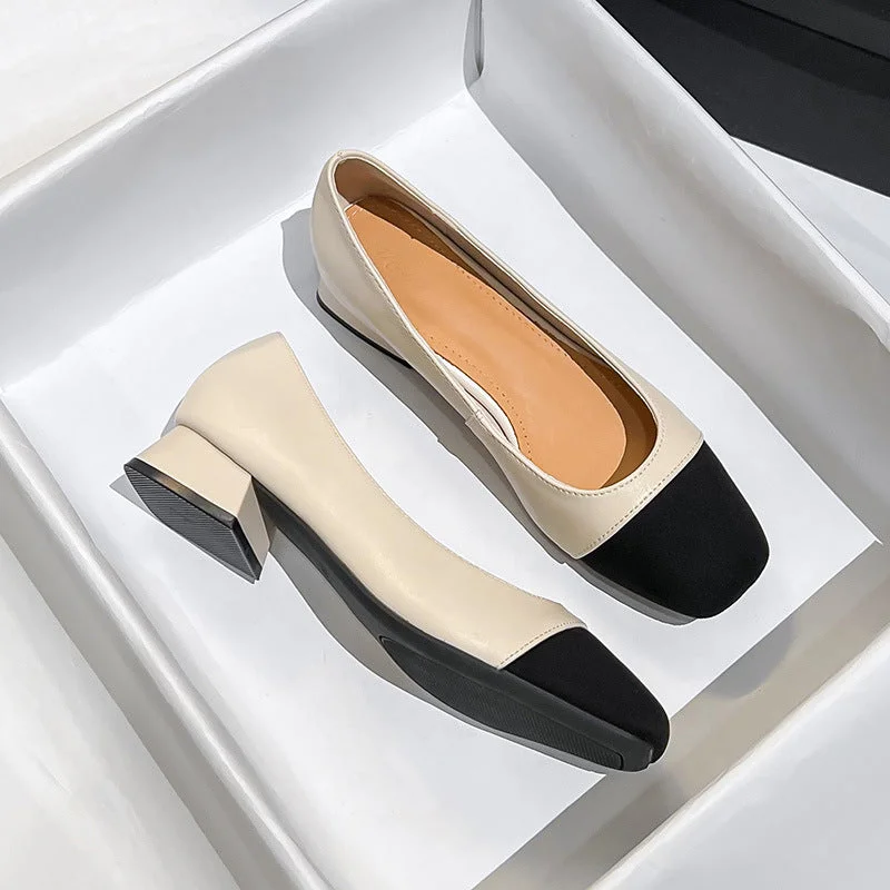 Women's cork - sole stiletto heel pumps for a natural touchWomen Casual Minimalist Leather Low Heel Dress Shoes Women's cork - sole stiletto heel pumps for a natural touchWomen Casual Minimalist Leather Low Heel Dress Shoes