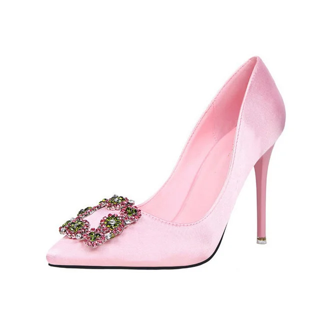 Women's pointed - toe slingback stiletto heel pumps in a peep - toe designWomen Pumps Shoes High Heels Sexy Fashion Crystal Women Heel Shoes Pink Pointed Toe Extreme High Heels Ladies Shoes Women Pumps