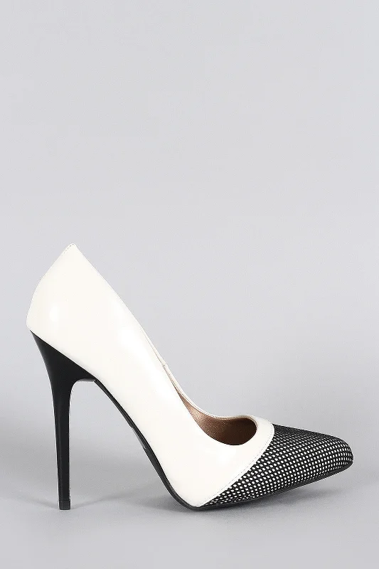 Women's office - appropriate stiletto heel pumps with a low - heel optionQupid Snow Ice Mesh Pointy Toe Pump Women's office - appropriate stiletto heel pumps with a low - heel optionQupid Snow Ice Mesh Pointy Toe Pump