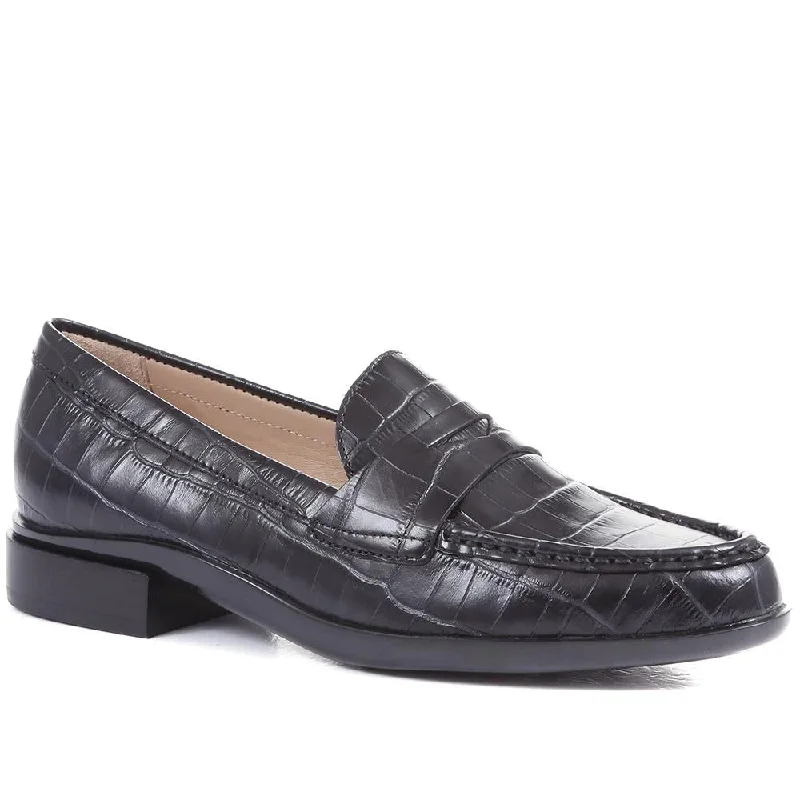Plus Size Women's Wide - Fit Penny Loafers in Black for All - Day ComfortGessa Leather Penny Loafers - GESSA / 323 117 Plus Size Women's Wide - Fit Penny Loafers in Black for All - Day ComfortGessa Leather Penny Loafers - GESSA / 323 117