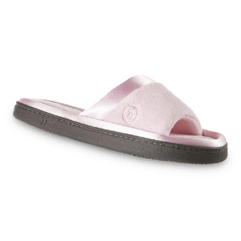 Massage - Nodule Women's Slippers with a Plush Interior in Green for Foot ReliefWomen’s Microterry Satin Trim Wider Width Slide Slippers Massage - Nodule Women's Slippers with a Plush Interior in Green for Foot ReliefWomen’s Microterry Satin Trim Wider Width Slide Slippers