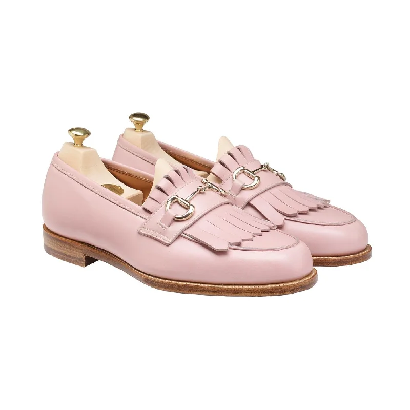 Women's Tassel - Trimmed Loafers with a Low Heel in Olive Green for a Trendy TwistClara Blush Pink Calf Women's Tassel - Trimmed Loafers with a Low Heel in Olive Green for a Trendy TwistClara Blush Pink Calf