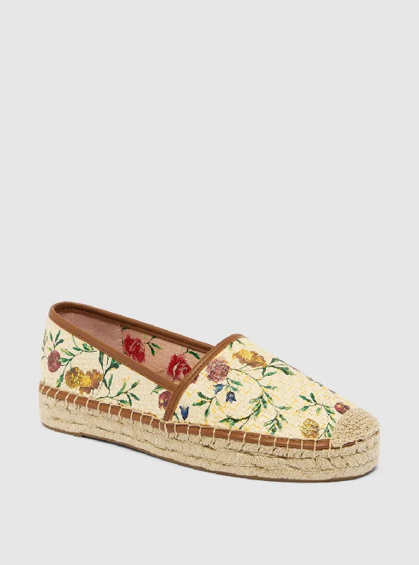 Women's Embroidered Floral Pattern Loafers in Beige for a Spring - Inspired OutfitFloral Print Joelyn Espadrilles Women's Embroidered Floral Pattern Loafers in Beige for a Spring - Inspired OutfitFloral Print Joelyn Espadrilles