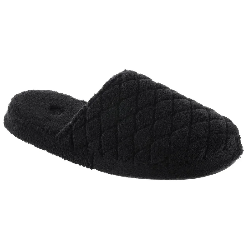 Plus Size Women's Open - Toe Slippers with a Velcro Strap in Black for Easy AdjustmentWomen's Spa Quilted Clog with Cloud Contour® Cushion Plus Size Women's Open - Toe Slippers with a Velcro Strap in Black for Easy AdjustmentWomen's Spa Quilted Clog with Cloud Contour® Cushion