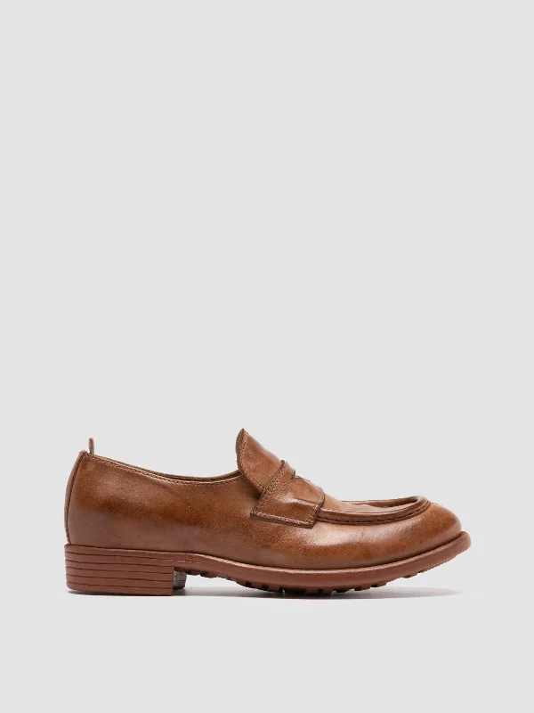 Waterproof Women's Loafers in Black for Rainy DaysCALIXTE 020 - Brown Leather Loafers