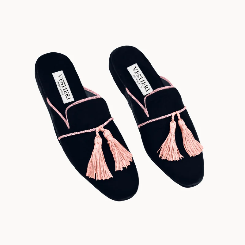 Women's Knitted Cable Pattern Slippers with a Non - Slip Sole in Cream for Indoor ComfortMadama Black & Pink Slippers Women's Knitted Cable Pattern Slippers with a Non - Slip Sole in Cream for Indoor ComfortMadama Black & Pink Slippers