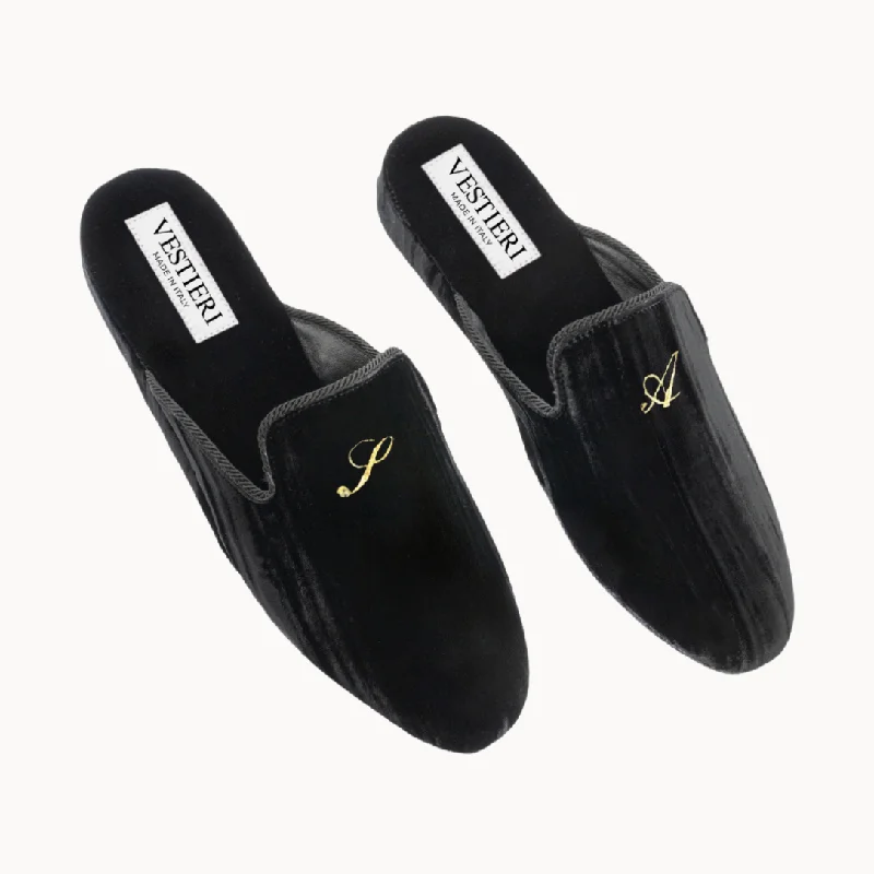 Plus Size Women's Open - Toe Slippers with a Velcro Strap in Black for Easy AdjustmentBarberini Black Slippers Plus Size Women's Open - Toe Slippers with a Velcro Strap in Black for Easy AdjustmentBarberini Black Slippers