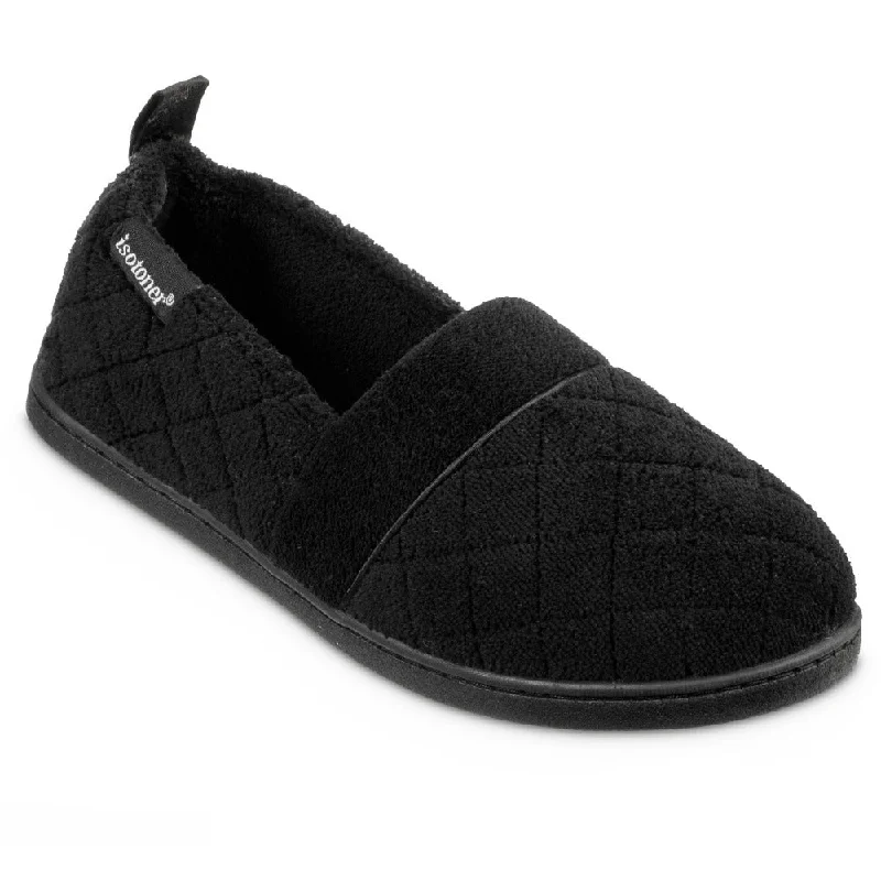 Women's Ballet Flat - Style Slippers with a Rhinestone Embellishment in Silver for a Glamorous TouchWomen's Quilted Microterry Closed Back Slippers Women's Ballet Flat - Style Slippers with a Rhinestone Embellishment in Silver for a Glamorous TouchWomen's Quilted Microterry Closed Back Slippers