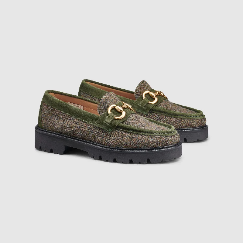 Women's Tassel - Trimmed Loafers with a Low Heel in Olive Green for a Trendy TwistWOMENS LIANNA HARRIS TWEED SUPER BIT WEEJUNS LOAFER Women's Tassel - Trimmed Loafers with a Low Heel in Olive Green for a Trendy TwistWOMENS LIANNA HARRIS TWEED SUPER BIT WEEJUNS LOAFER