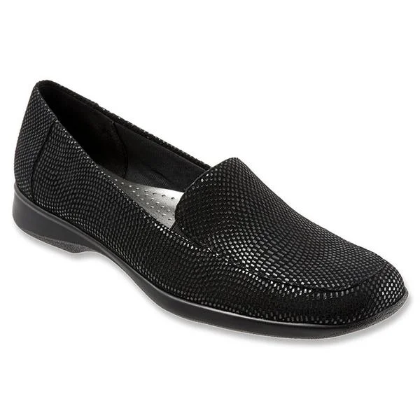 Waterproof Women's Loafers in Black for Rainy DaysTrotters Jenn Mini Dots Black Patent Suede Leather (Women's) Waterproof Women's Loafers in Black for Rainy DaysTrotters Jenn Mini Dots Black Patent Suede Leather (Women's)