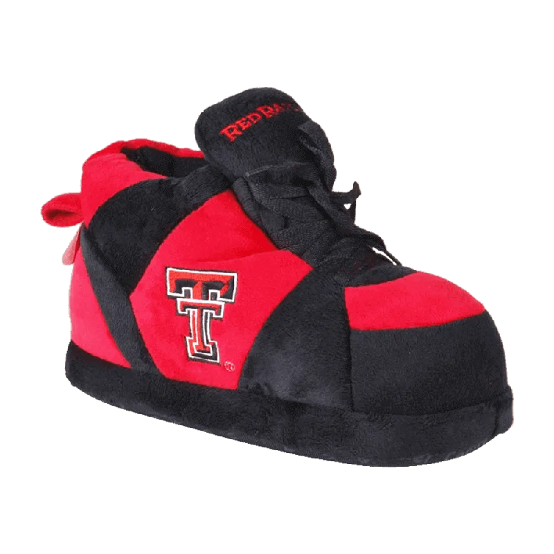 Plus Size Women's Open - Toe Slippers with a Velcro Strap in Black for Easy AdjustmentTexas Tech Red Raiders Slippers Plus Size Women's Open - Toe Slippers with a Velcro Strap in Black for Easy AdjustmentTexas Tech Red Raiders Slippers