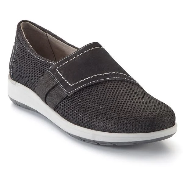Adjustable Strap Women's Loafers in Tan for a Custom FitWalking Cradle Obi Black Mesh Adjustable Strap Women's Loafers in Tan for a Custom FitWalking Cradle Obi Black Mesh