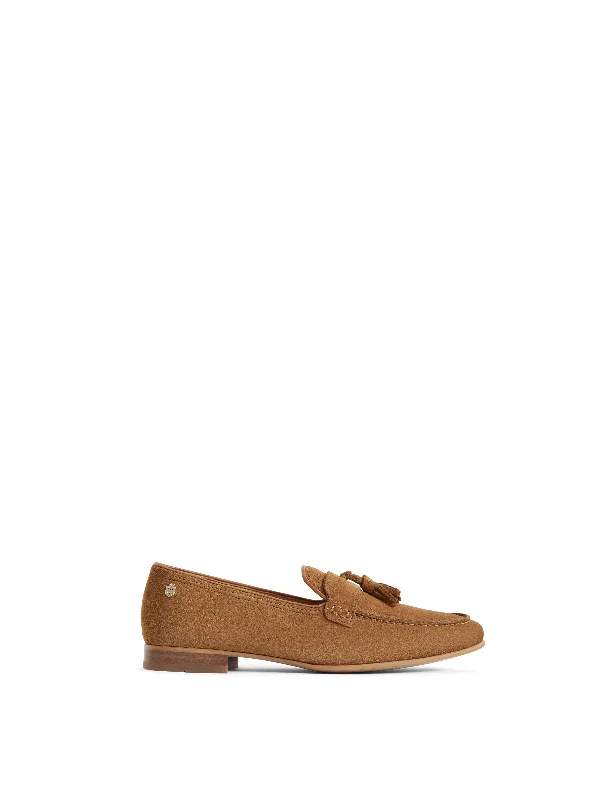 Women's Premium Leather Tassel Loafers in Dark Brown for a Classic Office LookLa Rochelle - Tan Suede Women's Premium Leather Tassel Loafers in Dark Brown for a Classic Office LookLa Rochelle - Tan Suede