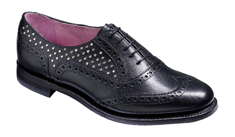 Plus Size Women's Wide - Fit Oxfords with Double Stitching in Black for DurabilityFreya - Black Calf / Studs Plus Size Women's Wide - Fit Oxfords with Double Stitching in Black for DurabilityFreya - Black Calf / Studs