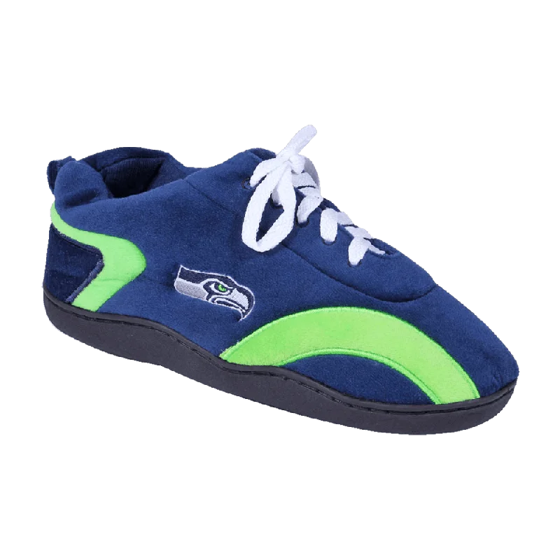 Women's Moccasin - Style Slippers with Fringe Detail in Brown for a Rustic LookSeattle Seahawks All Around Women's Moccasin - Style Slippers with Fringe Detail in Brown for a Rustic LookSeattle Seahawks All Around