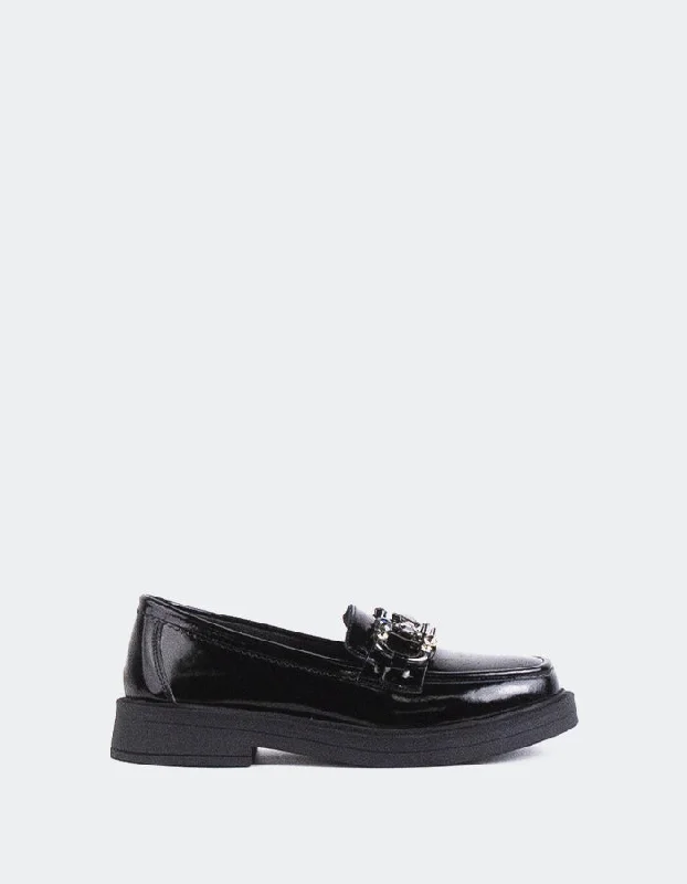 Women's Fur - Lined Loafers in Tan for a Cozy Winter Option Sheldawn Black Patent