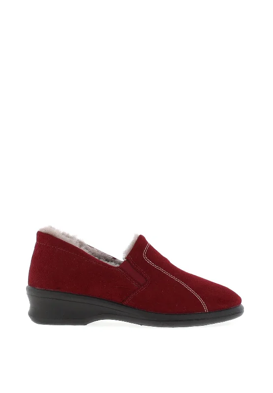 Women's Leather Slippers with a Hand - Stitched Design in Burgundy for Durability Rohde Womens Wool Lined Slippers, Red Women's Leather Slippers with a Hand - Stitched Design in Burgundy for Durability Rohde Womens Wool Lined Slippers, Red