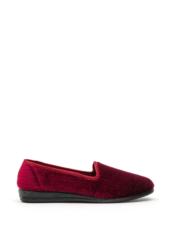 Women's Gel - Cushioned Slippers with a Soft Sole in Blue for All - Day Comfort Lunar Velvet Metallic Striped Slippers, Wine Women's Gel - Cushioned Slippers with a Soft Sole in Blue for All - Day Comfort Lunar Velvet Metallic Striped Slippers, Wine